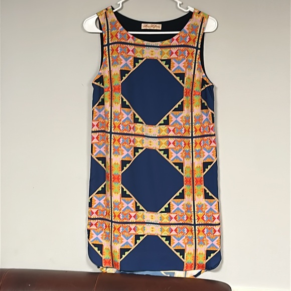 Mara Hoffman colorful geometric print shift dress size XS / S,  round hem - Picture 1 of 7